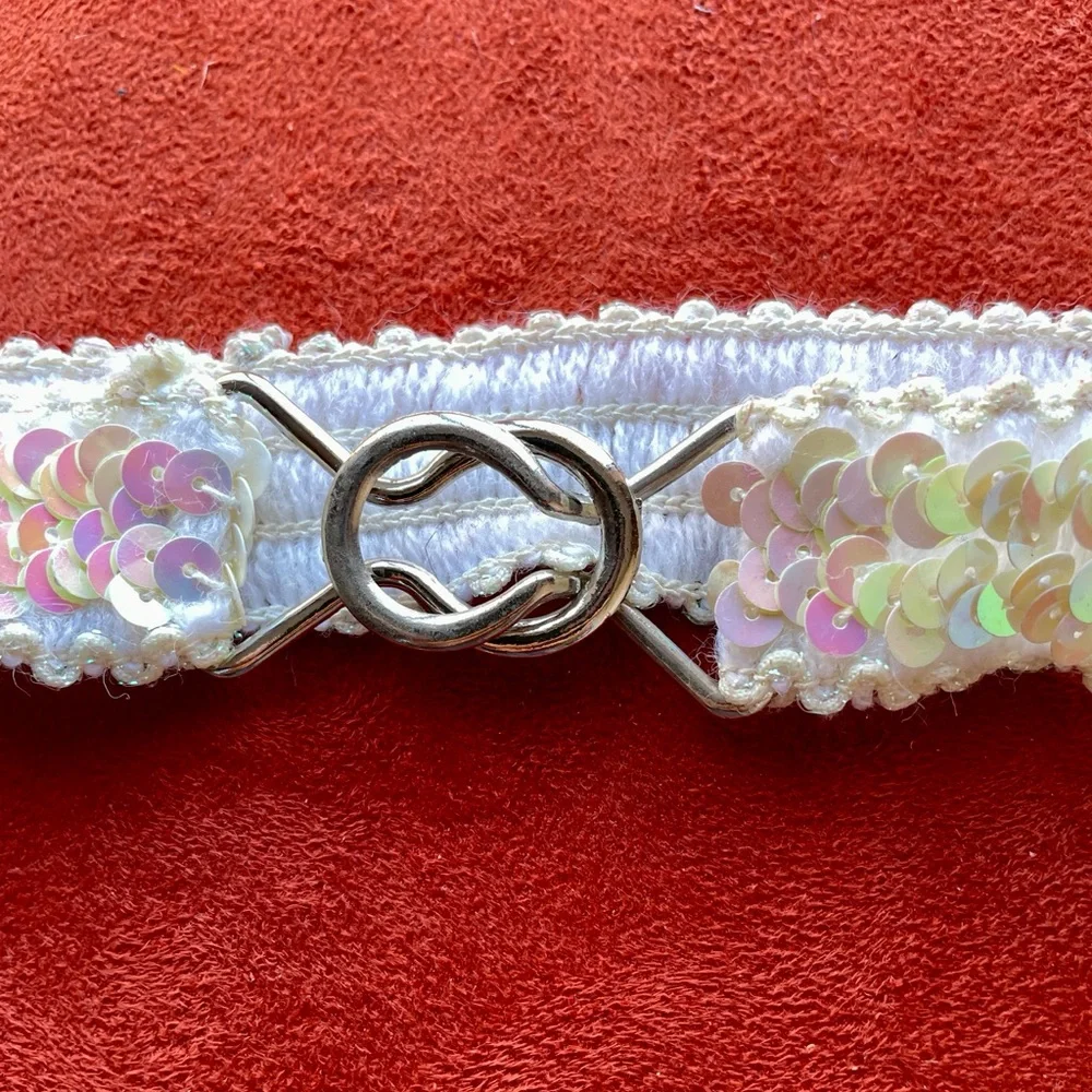 VINTAGE Y2K Girl’s IRIDESCENT Sequin Stretch BELT O/S